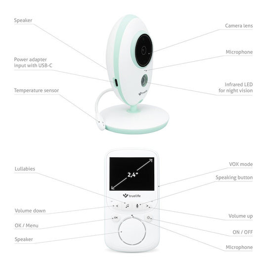 TrueLife NannyCam V24 Pro Wireless Baby Monitor with Two-Way Audio & Lullabies