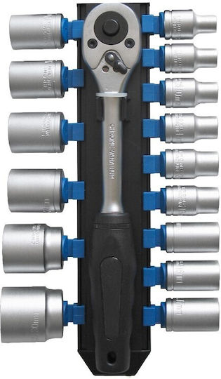 Set Chei Cu Clichet 1/2" Extol Premium Capete Tubulare 16 Bucăți