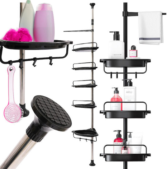 Shelf Telescopic Adjustable Shower Γωνιακή Επιδαπέδια Ραφιέρα Μπάνιου Πλαστική με 4 Ράφια 33x25x100cm Μαύρη Shelf Telescopic Adjustable Shower Γωνιακή Επιδαπέδια Ραφιέρα Μπάνιου Πλαστική με 4 Ράφια 33x25x100cm Μαύρη