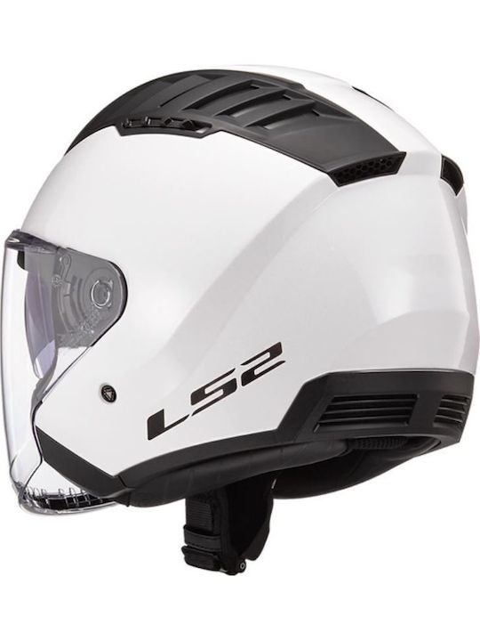 LS2 Copter II Бял гланц Мотоциклетна каска Джет ECE 22.06 1200гр с Sunvisor