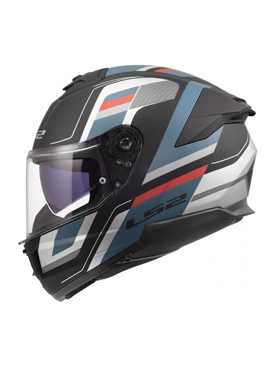 LS2 Stream Ii Vintage Mat Black/Grey/Red Мотоциклетна каска Full Face ECE 22.06 1550гр с Sunvisor