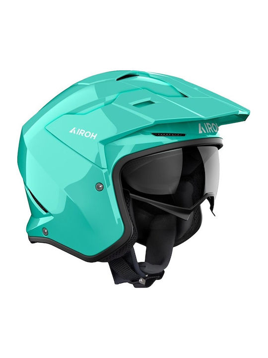 Airoh Kombakt Aquamarine Gloss Κράνος Μηχανής Jet ECE 22.06 1150gr με Sunvisor