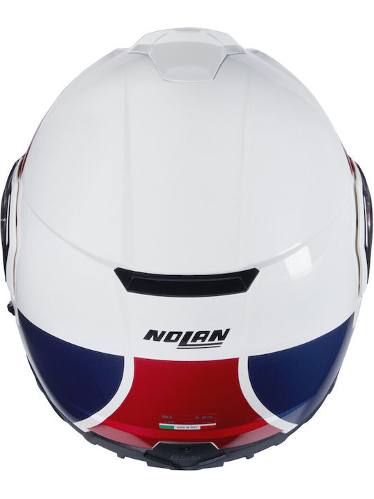 Nolan N90-3 Roboto 345 White / Red / Blue Motorcycle Helmet Flip-Up ECE 22.06 with Pinlock and Sunvisor