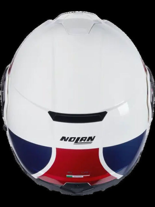Nolan N90-3 Roboto 345 White / Red / Blue Motorcycle Helmet Flip-Up ECE 22.06 with Pinlock and Sunvisor