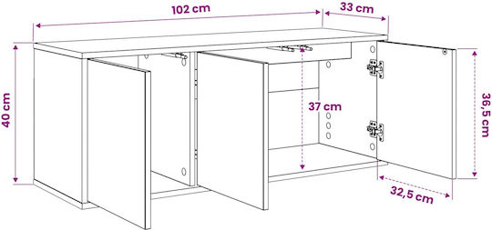 TV Stand Kiel Black Oak 102x33x40cm
