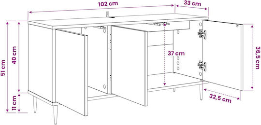 TV-Ständer Raalte Schwarz Drossel M102xP33xH51cm