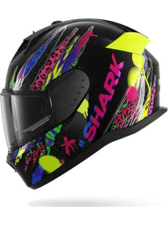 Shark D-skwal 3 FAWN Black/Violet/Yellow Мотоциклетна каска Full Face ECE 22.06 1540гр с Sunvisor