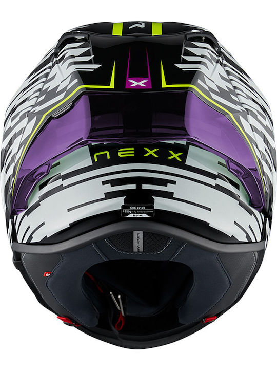 Nexx X.R3R Glitch Racer White/neon Motorcycle Helmet Full Face DOT / ECE 22.06 1350gr with Pinlock