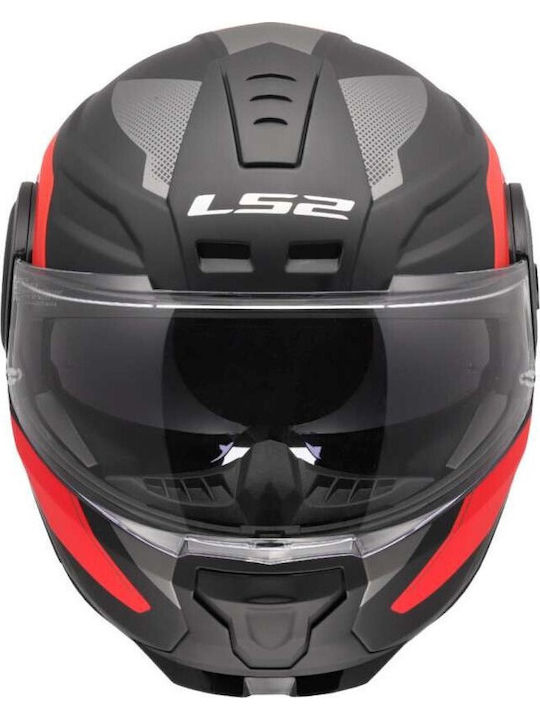 LS2 FF902 Scope II Duria Matt Grey Red Κράνος Μηχανής Flip-Up ECE 22.06 1750gr με Sunvisor