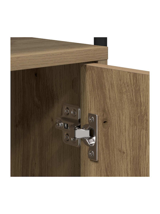 Wooden Bedside Table with Metal Legs Brown 40x39.5x50cm