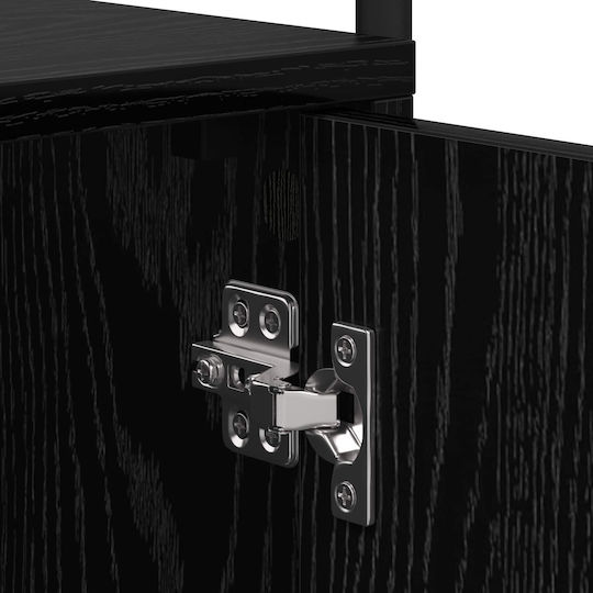 Wooden Bedside Table with Black Metal Legs 40x39.5x50cm