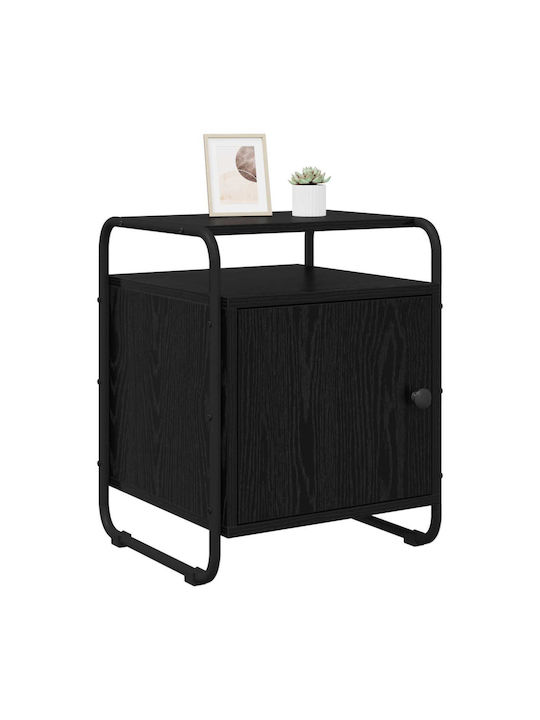 Wooden Bedside Table with Black Metal Legs 40x39.5x50cm