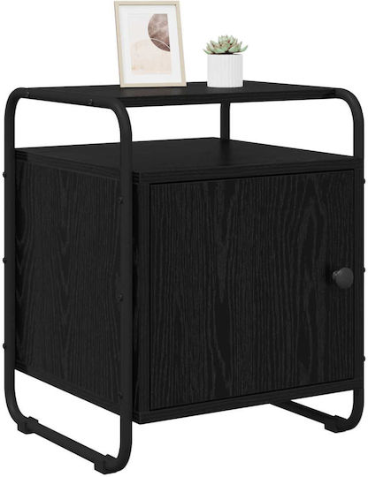 Wooden Bedside Table with Black Metal Legs 40x39.5x50cm