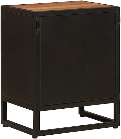 Handmade Wooden Bedside Table With Metal Legs Beige 40x30x50cm