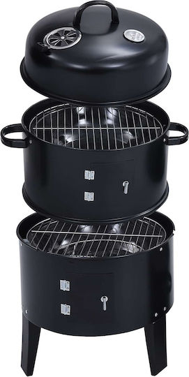 vidaXL Außengrill Ø 40 x 80 cm Rostfreier Stahl Schwarz