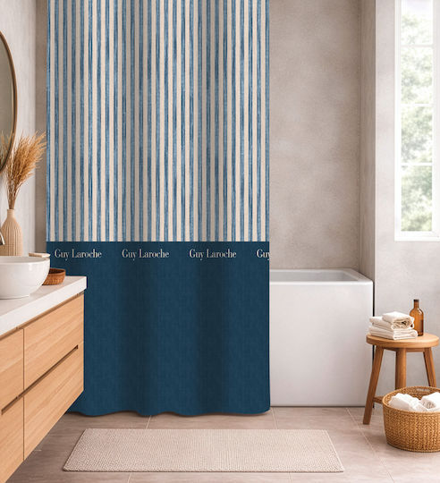 Guy Laroche Avene Fabric Shower Curtain with Grommets 240x185cm Denim 1128030126012 Guy Laroche Avene Fabric Shower Curtain with Grommets 240x185cm Denim 1128030126012