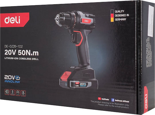 Deli DM131726 Percussive Battery Drill Driver Brushless 20V 2x2Ah