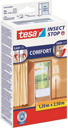 Tesa Mosquito Net for Door with Velcro Permanent White 220x65cm