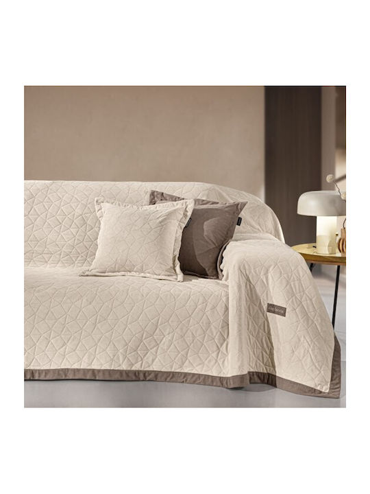 Guy Laroche Avalon Viersitzer-Sofa Überwurf Samtig 170x350cm Ecru