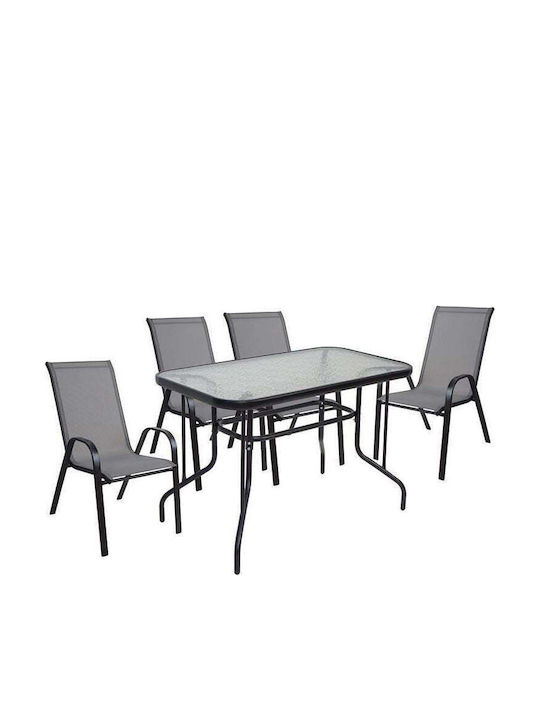 Set De dining pentru exterior Rio Black, Grey 4buc