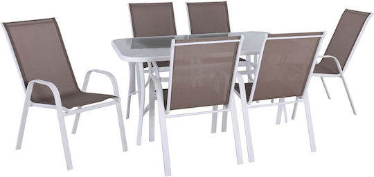 Garten- und Outdoor-Möbelsets Rio 6 Stück Weiß E250,21L