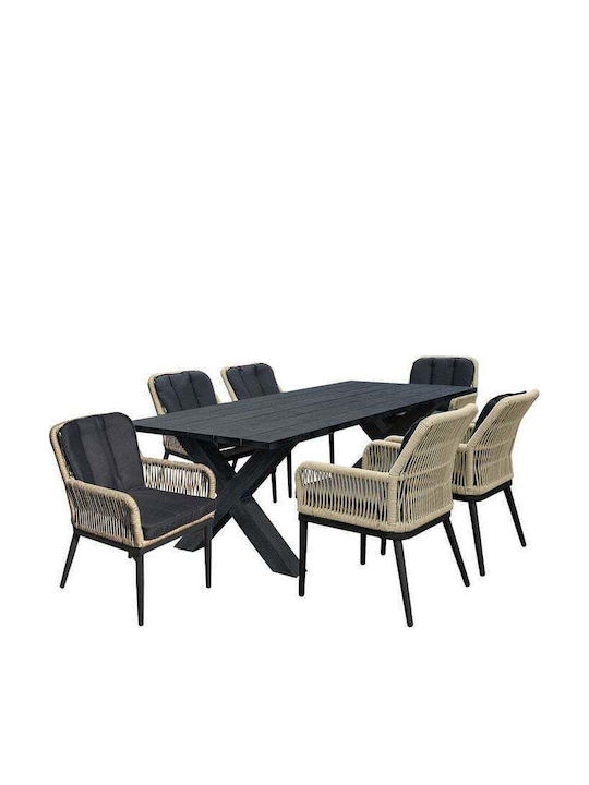 Alley 6-Piece Outdoor Dining Set Anthracite E68421 S