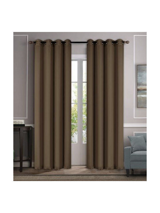 Import Hellas Blackout Curtain with Grommets Brown 270x270cm