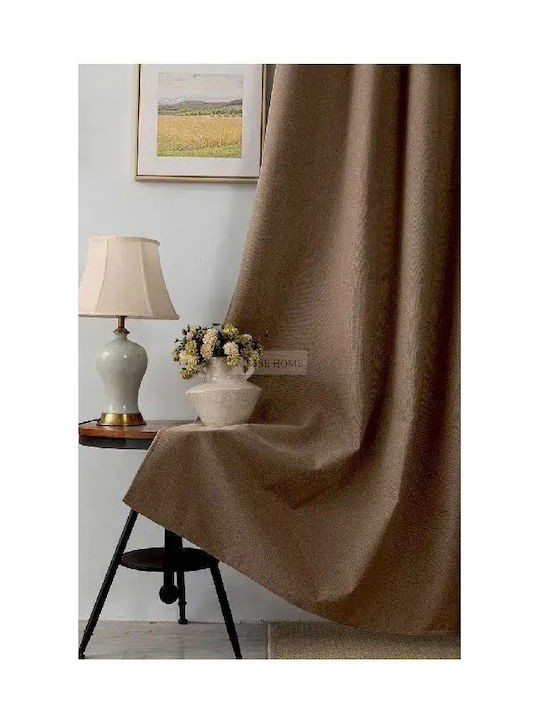 Import Hellas Blackout Curtain with Grommets Brown 270x270cm