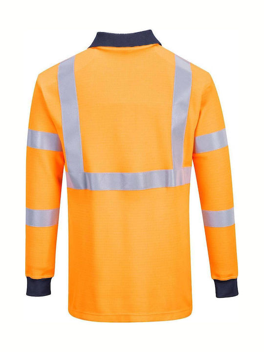 Portwest Bărbătească Bluză de Lucru Polo Portocaliu cu Benzi Reflective
