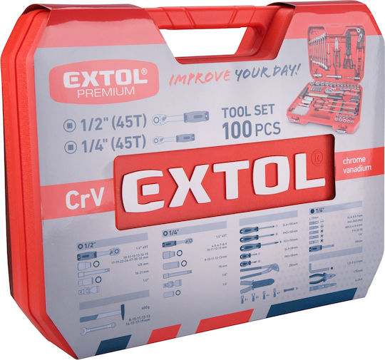 Extol Куфарче с 100 инструменти