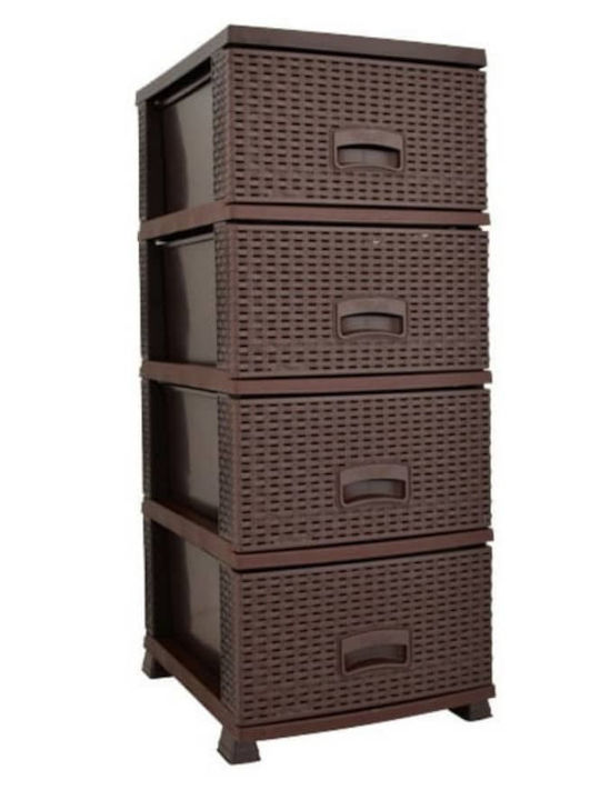 Violet House Plastic Drawer Unit 4 Tiers Brown 45x38x91cm KA-0358