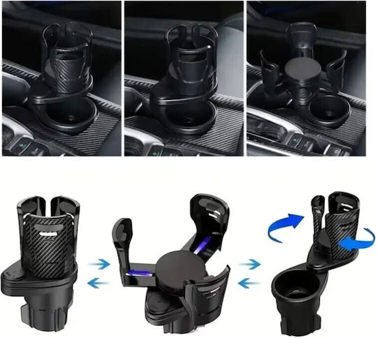 Car Cup Holder Foldable 2 Positions for Console in Black Color