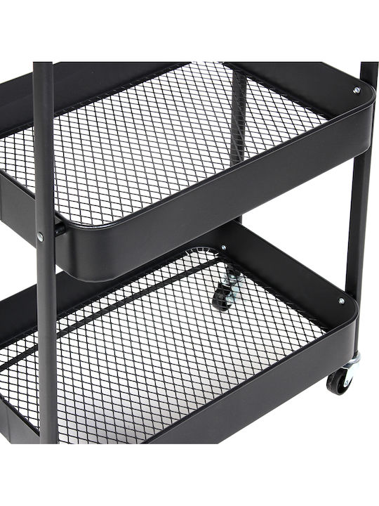 Keskor Kitchen Trolley Metallic Black 46x29.5x87cm