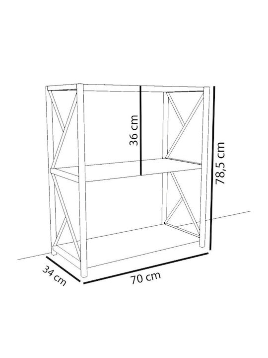Βιβλιοθήκη Jawara Μαύρη 70x34x78.5εκ.