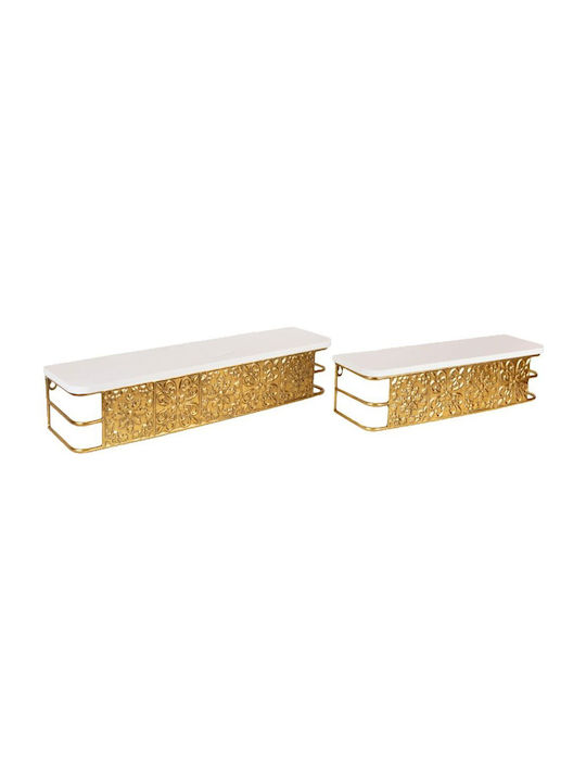 Wall Shelves White Gold 2 Pieces 60x15.5x11.5 cm
