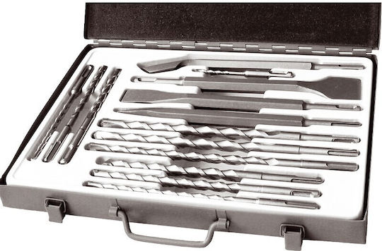 14-piece Drill Bit Chisel Set Extol Premium Sds Plus Steel Metal Case