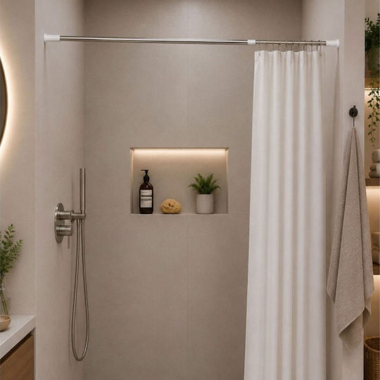 Tpster Telescopic Straight Shower Curtain Rod with Suction Cup Metallic Silver 70-120cm