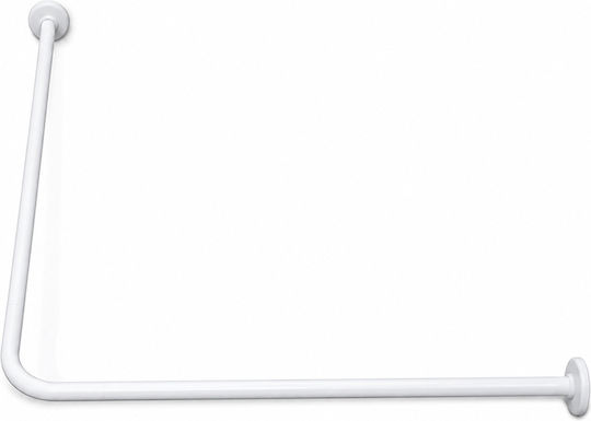 32.0948 Shower Curtain Rod Corner Wall Mounted Metallic White 80x80cm