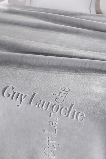 Guy Laroche Velvet Blanket Double 220x240cm Silver