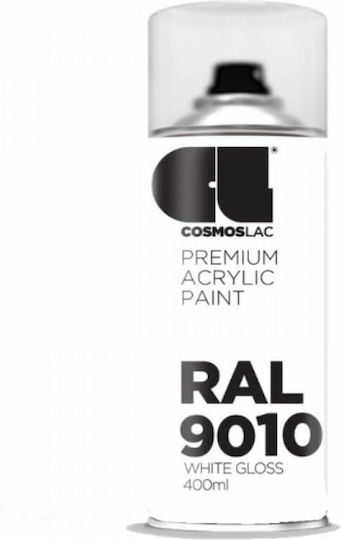 Cosmos Lac Spray Paint Premium Acrylic with Matt Effect Pure White RAL 9010 400ml