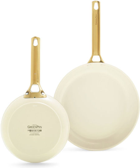 Green Pan Padova Reserve Cookware Set Made of Aluminum Cream White with Ceramic Interior Coating 2 Pieces