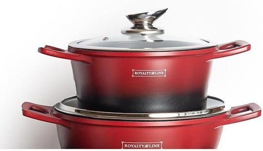 Royalty Line Royalty Line Kochgeschirr-Set aus Aluminiumguss mit roter Innenbeschichtung aus Stein 6-tlg