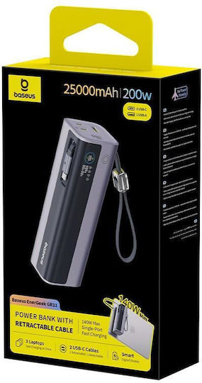 Baseus EnerGeek GR11 Baterie Externă 25000mAh 200W cu Port USB-A și Port USB-C Încărcare Rapidă Gri