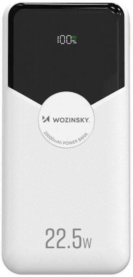 Wozinsky Power Bank 20000mAh 22.5W with USB-A Port and USB-C Port Power Delivery / Quick Charge White
