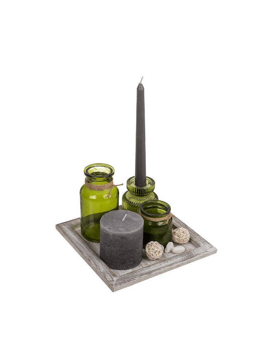 Gift Set of Candles Wooden Base 20 x 20 cm