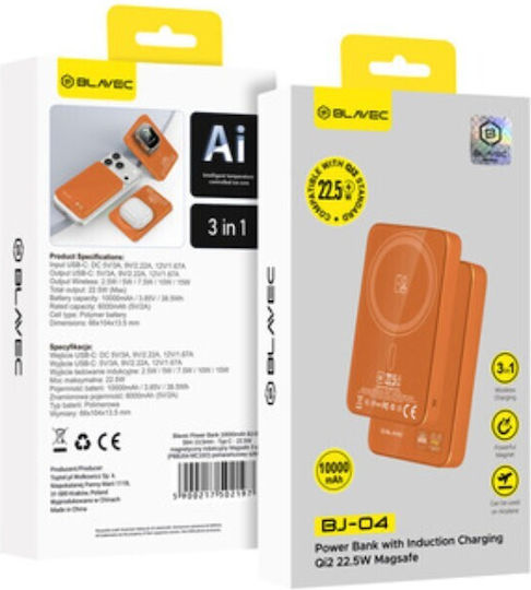 Blavec BJ-04 Slim MagSafe Power Bank 10000mAh 22.5W Orange