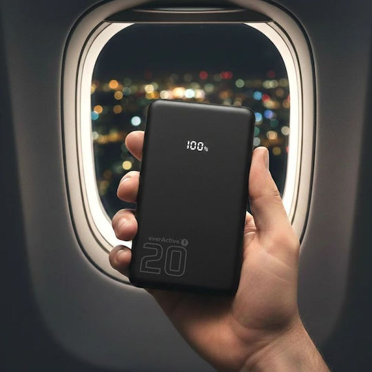 EverActive EB-22QB Power Bank 20000mAh 20W with USB-A Output Port and 2 USB-C Output Ports Quick Charge Black