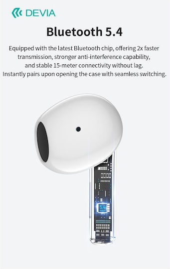 Devia EM404 Lite1 Earbud Bluetooth Handsfree Earphones with Charging Case White