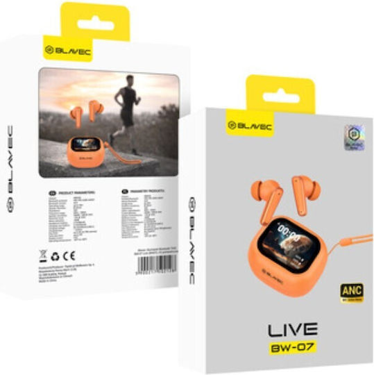 Blavec BW-07 Live In Ear Bluetooth Безжични Слушалки с Калъф за Зареждане Оранжеви