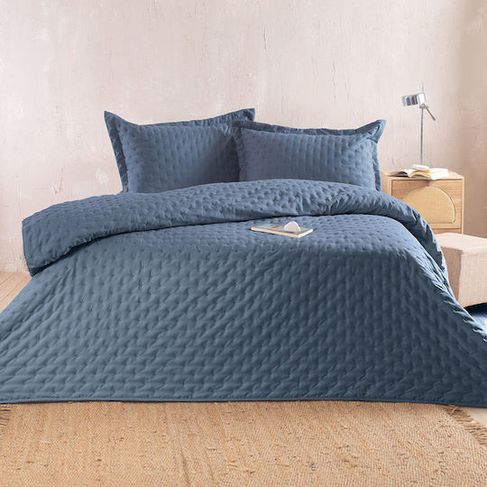 Rythmos Rythmos Tagesdecken Übergröße Microsatin Petrol Blau 240x260cm 3 Stück